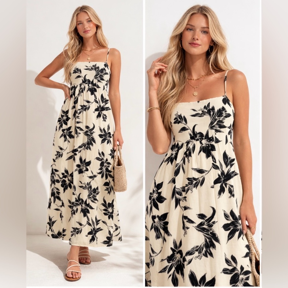 Mongeau Los Angeles Linen blend floral maxi dress